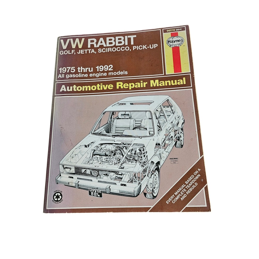 Haynes Repair Manual VW Rabbit Golf Jetta Scirocco 1975-1992 Brown Gas Engine